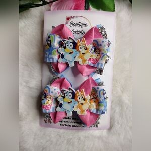 Boutique Cariño Pink and Silver Kids Hair Bows